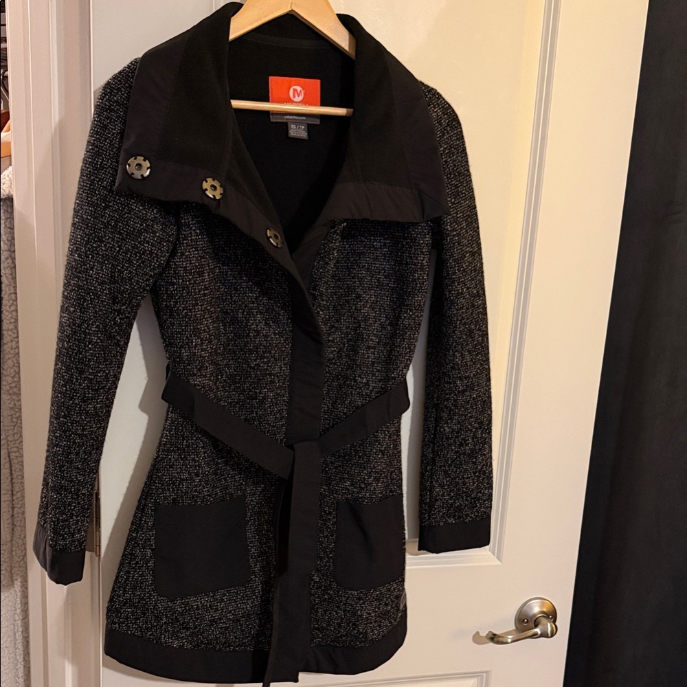 Merrell Black Tweed Trench Coat